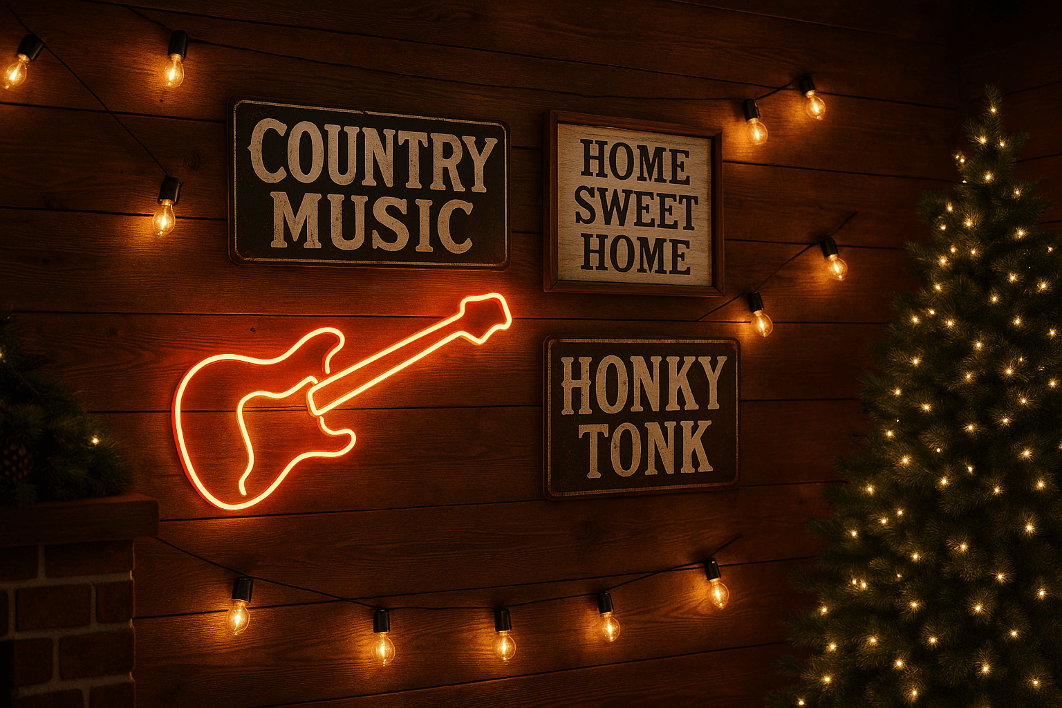 Honky-Tonk at Home: Country Music Wall Art, Neon Signs & Decor for the Holidays